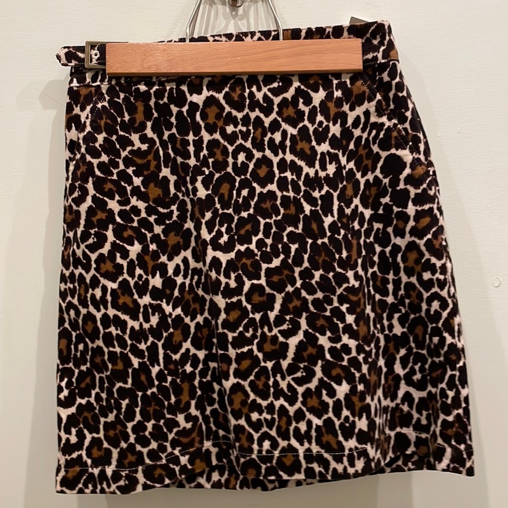 J crew, NWT, mini anima print corduroy skirt.